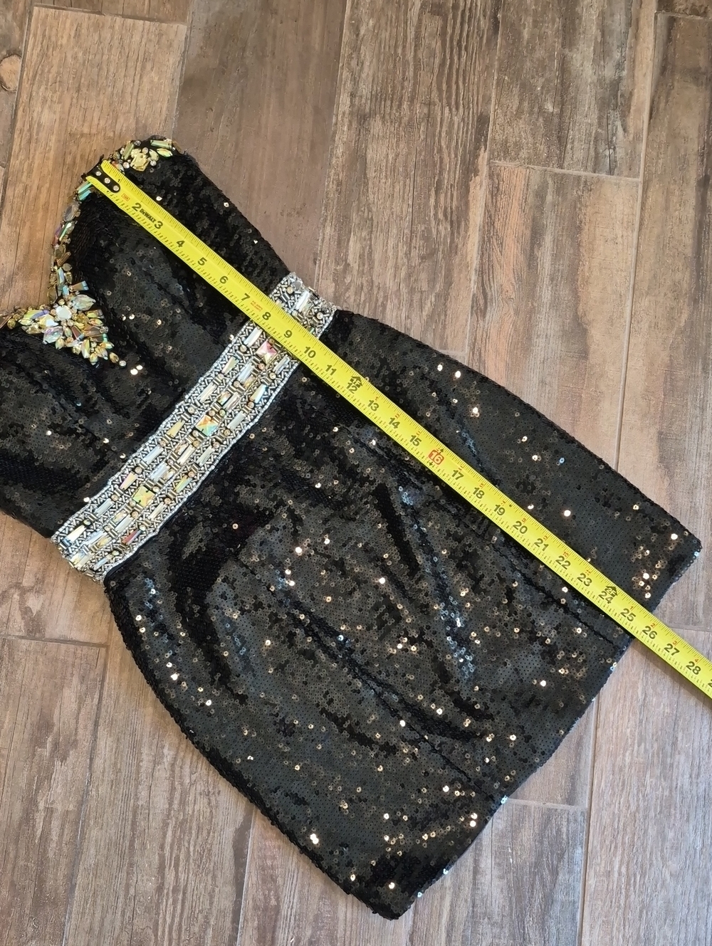 Vtg Sequin Rhinestone Strapless Fully Lined Sweetheart Neckline Mini Dress, 2 - Picture 6 of 15